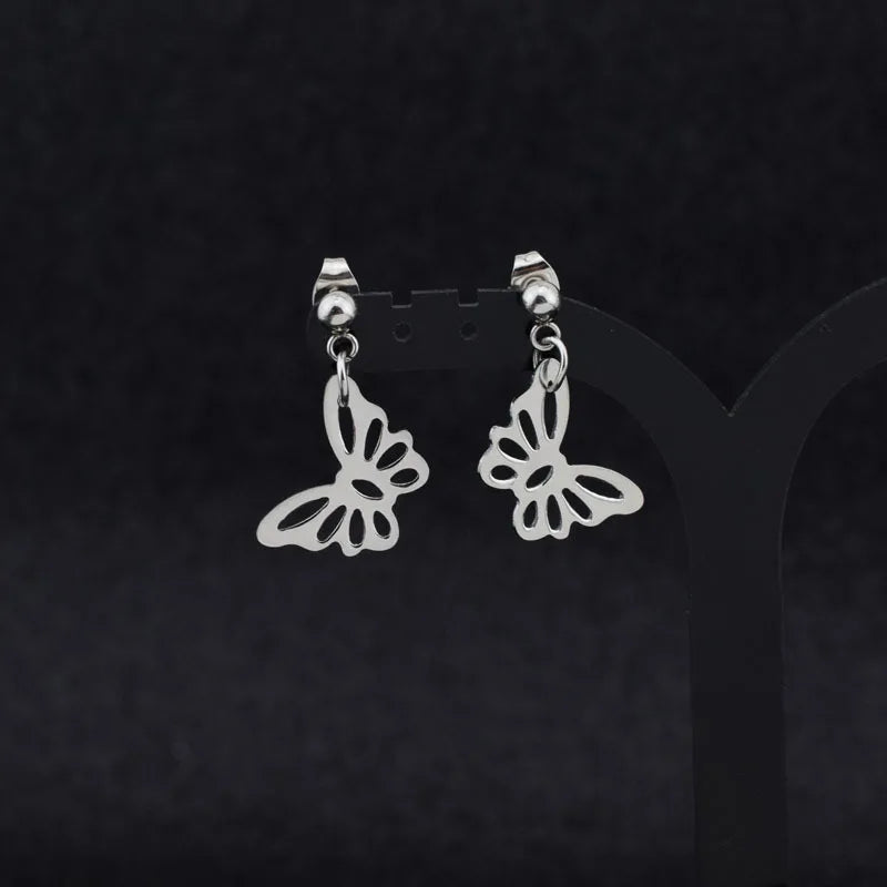 Men Punk Earrings Feather Tassel Long Chain Pendant Stainless Steel Stud Earring Trend Rock Hipster Ear Clip