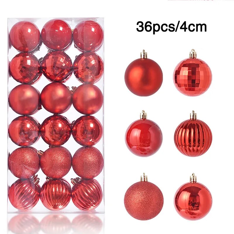 24/36pcs Christmas Balls Christmas Tree Ornament Hanging Pendent Xmas Decoration 2023 Christmas Ornaments Navidad 2024