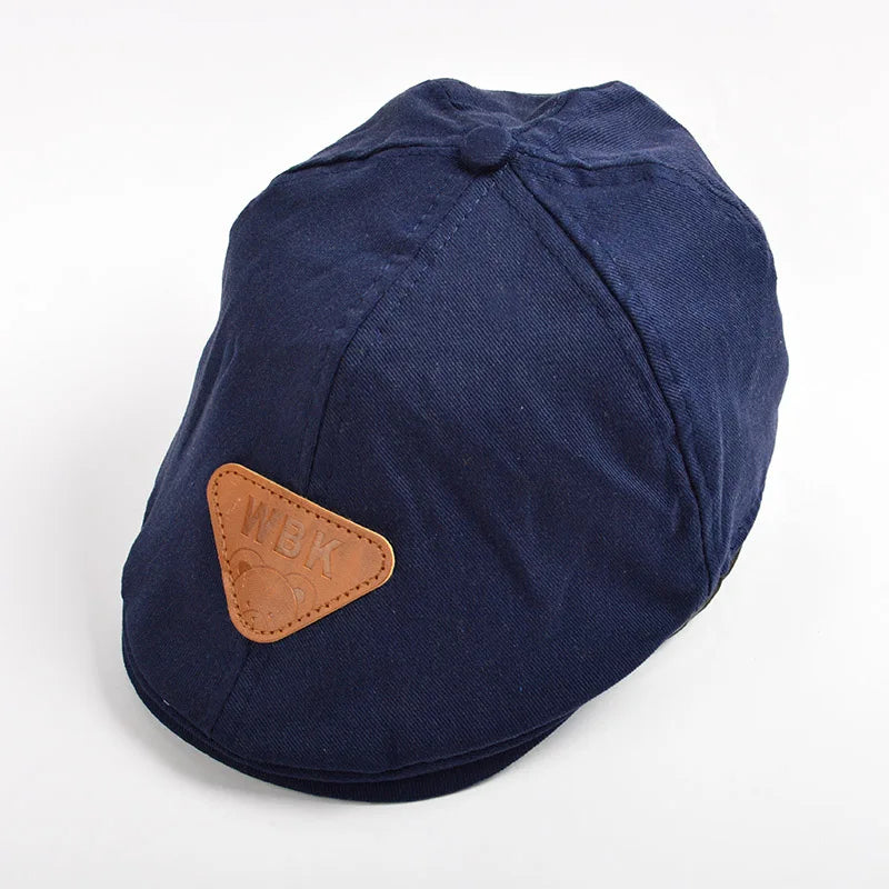 Cute Kids Striped Beret Boys Girls Solid Baseball Cap Cotton Beret Hat Children Peaked Caps