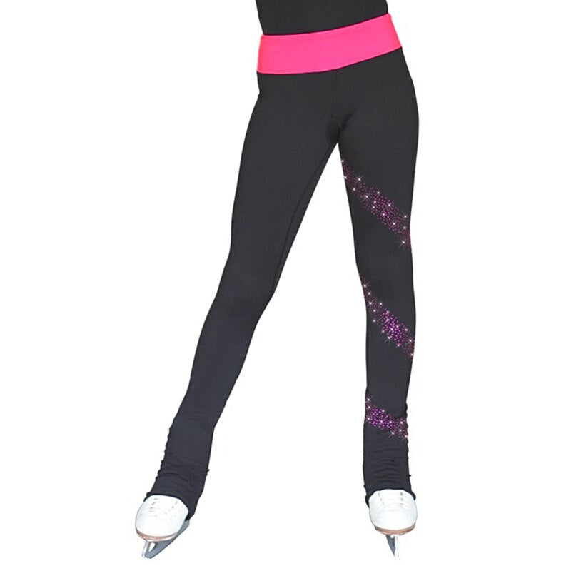 Custom Design Skating Costume Girl Pants Crystal Black Roller Performance