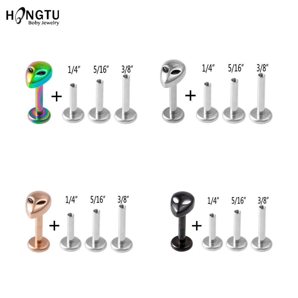 1PC Alien Labret Lip Ring Stainless Steel Internally Threaded Ear Cartilage Tragus Helix Stud Ear Piercing Women Body Jewelry