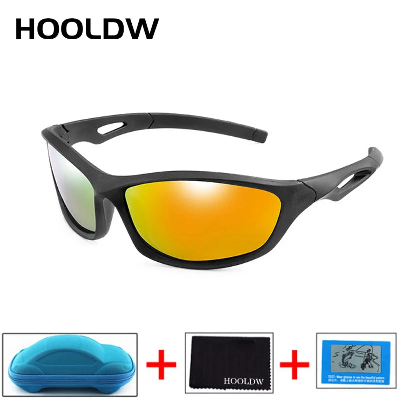 HOOLDW New Children Sunglasses Polarized Sun Glasses Silicone Flexible Baby Kids Glasses Boys Girls Sport Goggles UV400 Eyewear