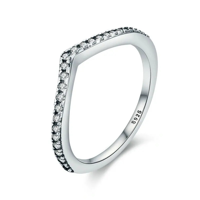 WOSTU Simple Rings 100% 925 Sterling Silver Shimmering Wish Stackable Ring for Women Wedding