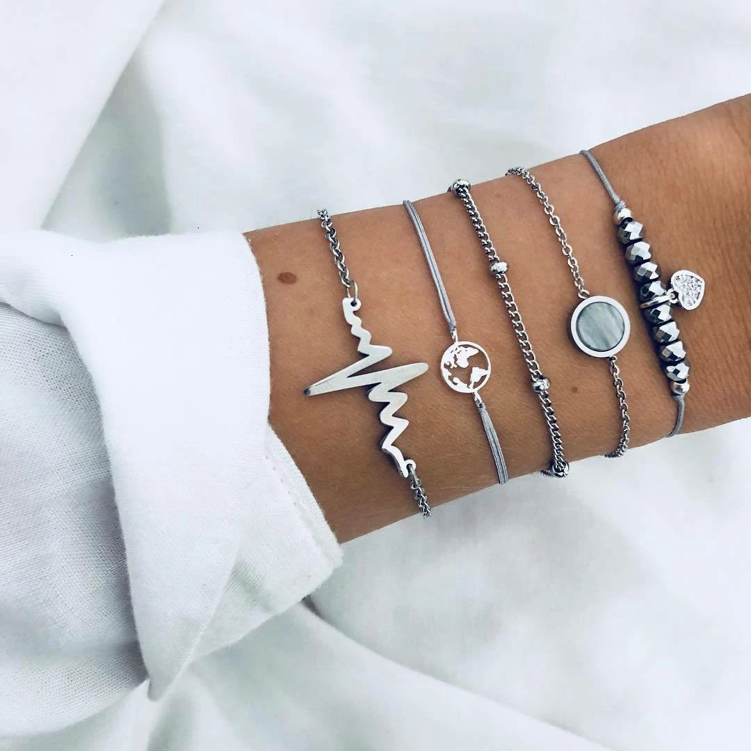 Boho Rope Bracelets & Bangles for Women Bohemian Beaded Charm Bracelet Femme Se Multilayer Jewelry Accessories Bijoux
