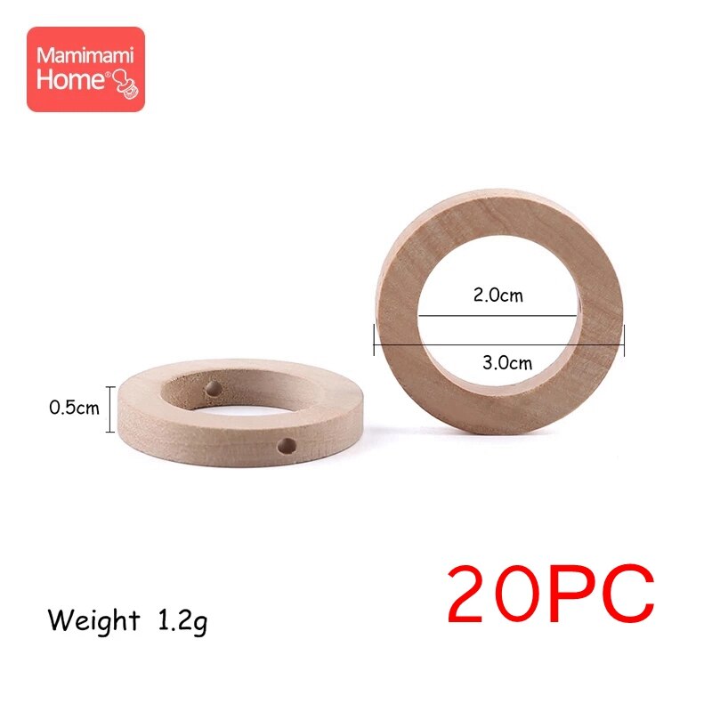 20PCS 25*8MM Wood Teether DIY Crafts for Baby Nursing Bracelets Necklace Wooden Rings Children'S Goods Teething Wooden Blank Toy