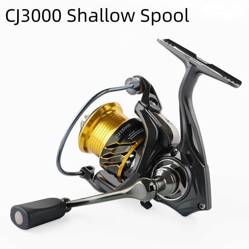 Mavllos Carp Spinning Reel Screw Handle No Gap Design Metal Deep/Shallow Spool 5.2:1 Saltwater Spinning Fishing Reel for Bass