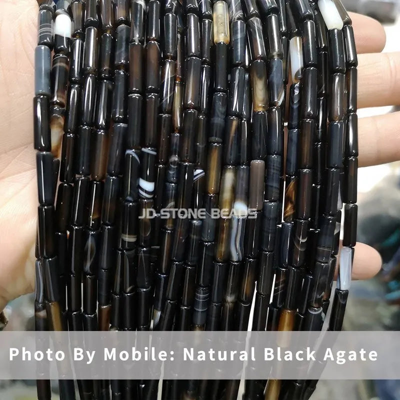 4*13mm Natural Stone Agate Jasper Turquoise Tube Shaped Beads Loose Cylindrical Bead for Jewelry Making DIY Bracelet Accessory