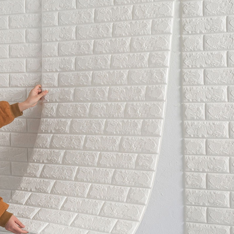 3D Self-Adhesive Wallpaper 70cm*1m Continuous Waterproof Brick Wall Stickers Living Room Bedroom Children's Room Home Decoration