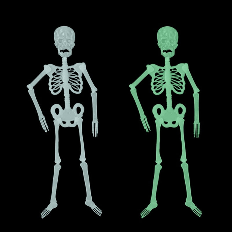 Scary Halloween Props Luminous Hanging Skeleton Halloween Party Home Outdoor Yard Garden Decoration Movable Glow Fake Skull