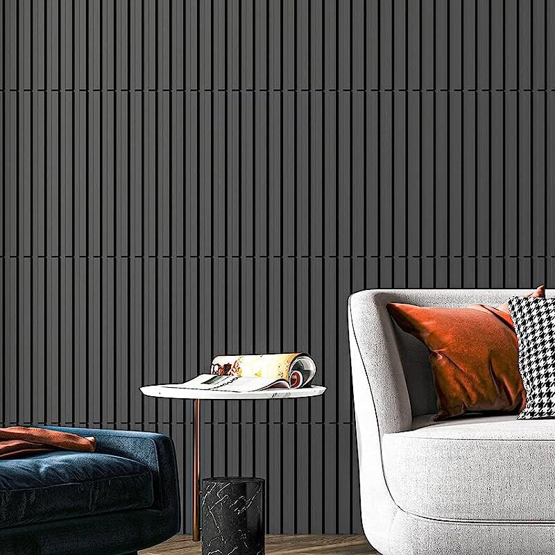 9.8ft/3m 12pcs 50x50cm 3D Wall Sticker Decor Blinds Line Living Room Wallpaper Mural Waterproof 3D Wall Panel Bathroom Kitchen