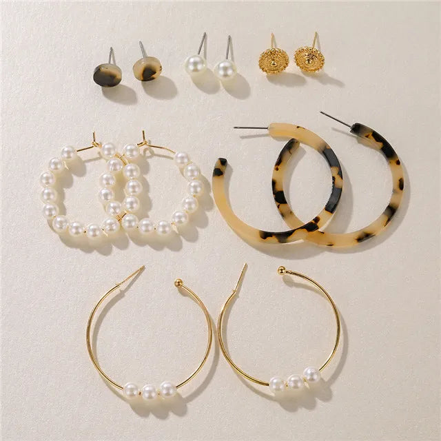 FNIO Big Simulated Pearl Earrings 2019 for Women Lover Geometric Round Heart Drop Dangle Earring Korean Statement Jewelry