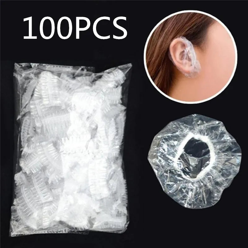 100pcs/Lot Disposable Ear Cover Pretty Pro Hair Salon Clear Earmuffs Shower Waterproof Hair Coloring Ear Protector Cover Caps