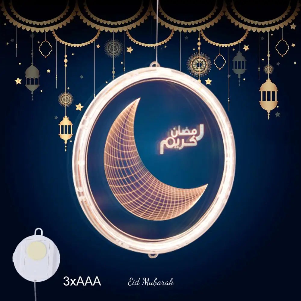 Eid Mubarak Moon Star Light Decor Islam Ramadan Decorations for Home 2024 Islamic Muslim Party Ramadan Kareem Eid Al-Adha