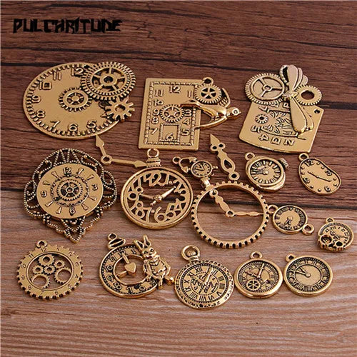 10pcs Vintage Metal Zinc Alloy Mixed Four Clock Pendant Charms Steampunk Clock Charms for Diy Jewelry Making