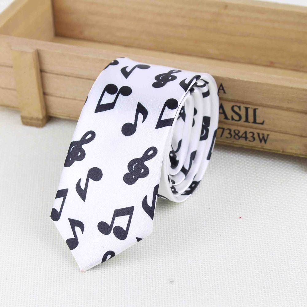Men's Fashion Neckties Helloween Festival Christmas Tie Soft Designer Character Necktie Music Score Piano Guitar