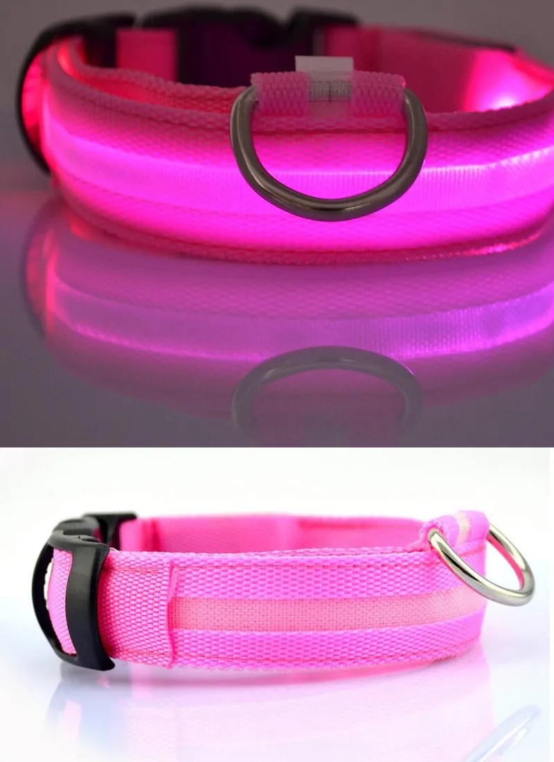 YUDODO Nylon LED Pet Dog Collars for Animals Night Safety Flashing Glow Dog Leash Dogs Luminous Fluorescent Collars Pet Supplies