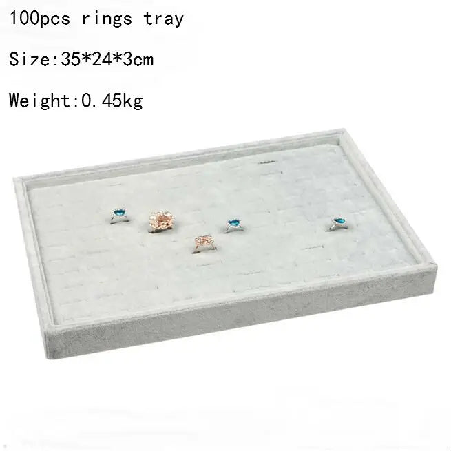 High Level Gray Velvet Ring Bracelet Necklace Watch Pendant Stud Earring Hand Catenary Jewelry Tray Plate Holder Display Packing