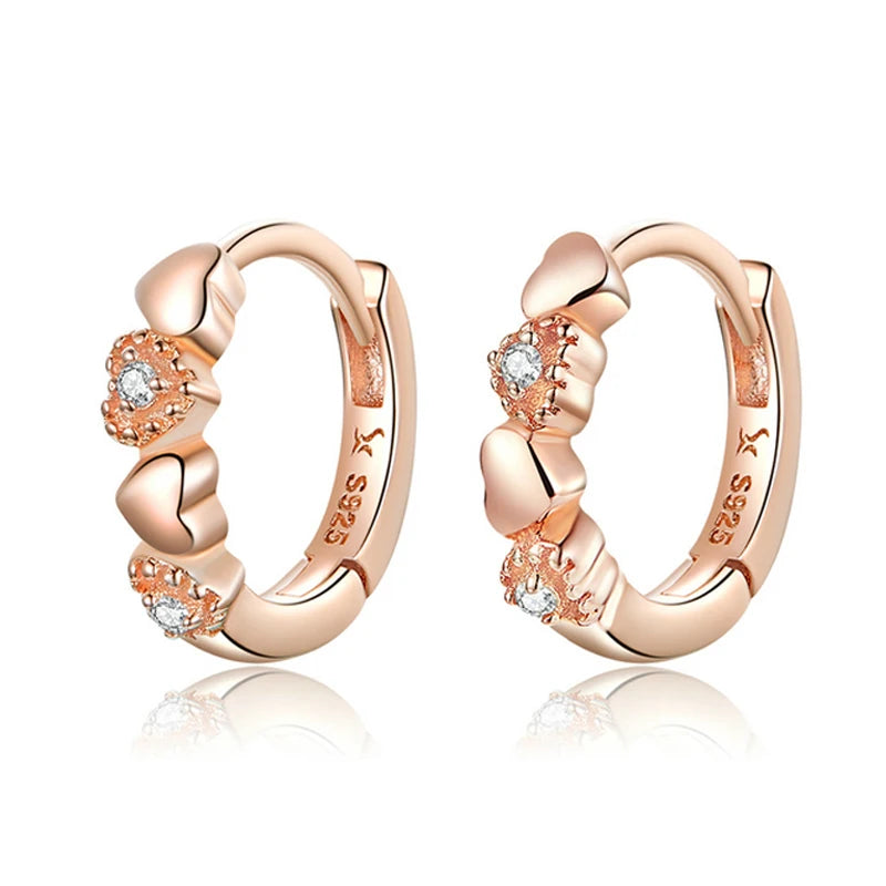 WOSTU 925 Sterling Silver Classic Round Silver Hoop Earrings Authentic Clear Zircon Earrings for Women Jewelry CQE498