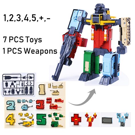 15PCS Assembling Building Blocks Educational Action Figure Transformation Number Robot Deformation Toys for Children