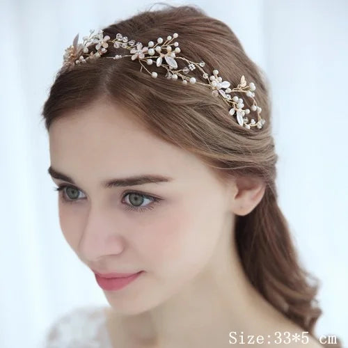 Rhinestone Crystal Headbands Wedding Hair Accessories Bridal Pearl Headband Pearl Hair Band Handmade Bridal Head Jewelry