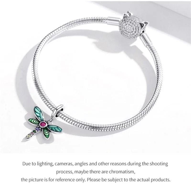 WOSTU 925 Sterling Silver Bee Dreamcatcher Wings Bead Charm Pendant Fit Original Bracelet Bangle Women DIY Fine Jewelry