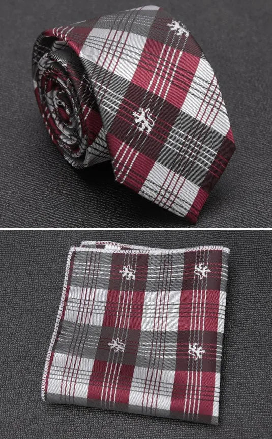 XGVOKH Men Tie Cravat Set Fashion Wedding Ties for Men Hanky Necktie Dot Striped Gravata Jacquard Tie Social Party Accessories