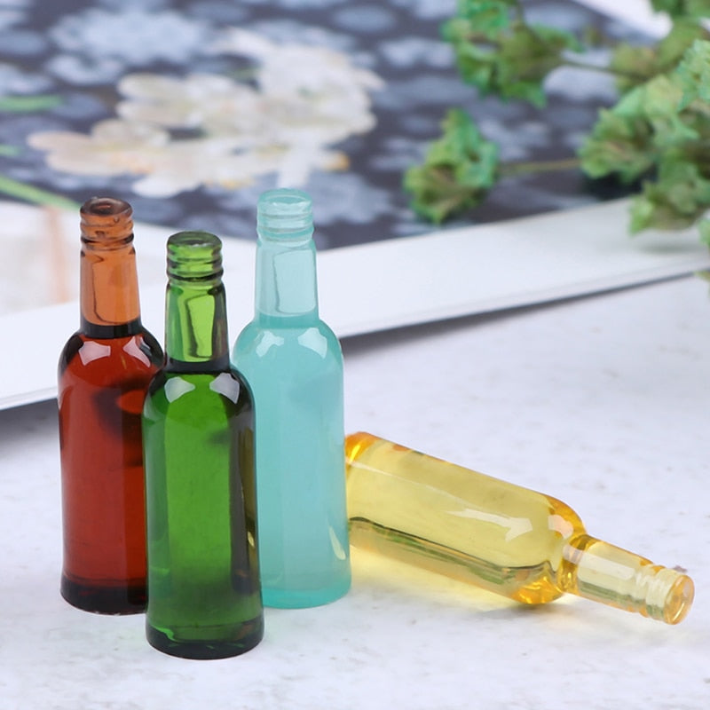 6Pcs 1:12 Dollhouse Miniature Toy Beer Wine Drink Bottle Doll Food Kitchen Living Room Toy Accessories
