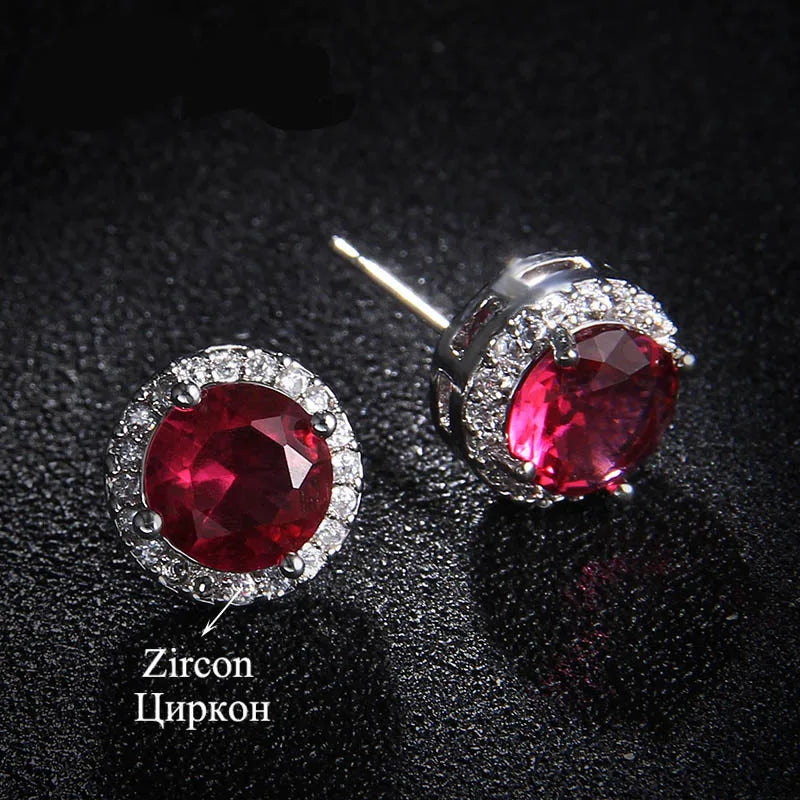 Classic Green AAA Cubic Zirconia Stud Earrings Round Crystal Girl Ear Studs for Women Multicolor Jewelry Brincos AE176