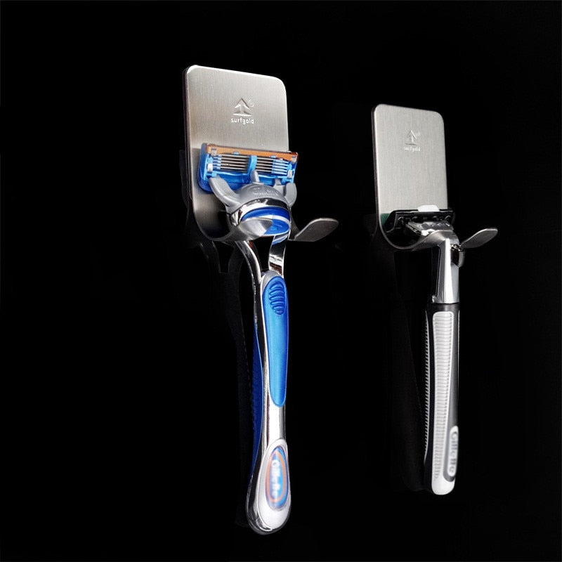 Kitchen Stainless Steel Razor Rack Bathroom Organizer Suction Cup Shaver Holder Wall Hooks Razor Shelf Bathroom Storage Rack