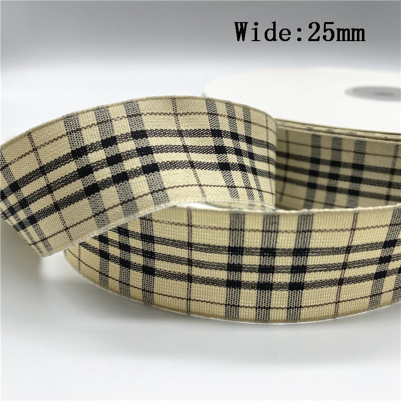 5yards/Lot 25mm Plaid Ribbon Christmas Decor Ribbon for Handmade Design Christmas Decoration DIY