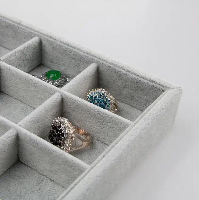 High Level Gray Velvet Ring Bracelet Necklace Watch Pendant Stud Earring Hand Catenary Jewelry Tray Plate Holder Display Packing