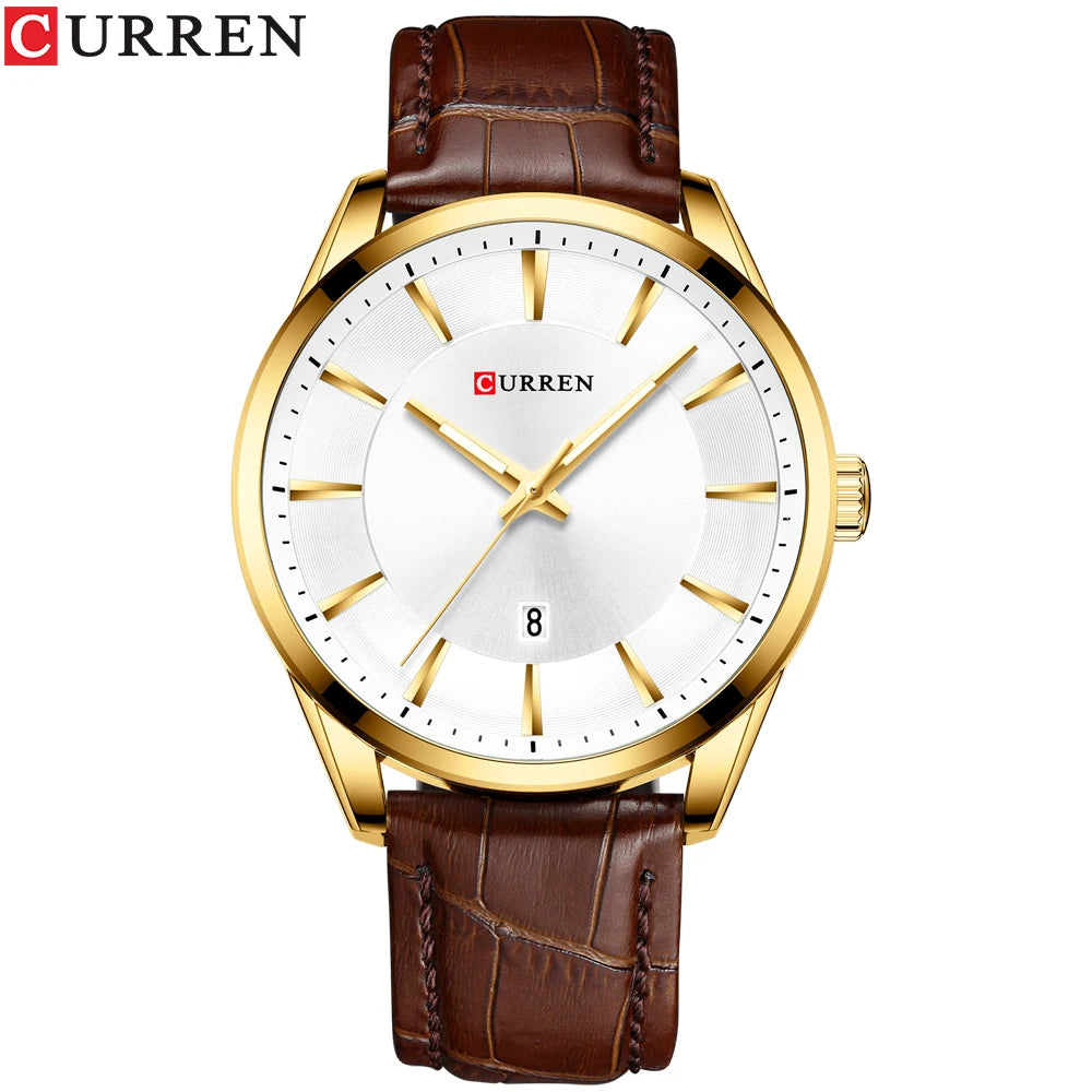CURREN Quartz Watches for Men Leather Strap Male Wristwatches Top Luxury Brand Business Men's Clock 45 Mm Reloj Hombres