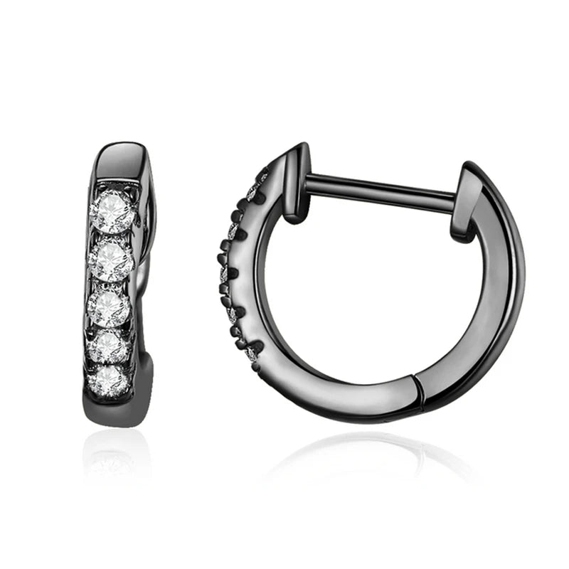 WOSTU 925 Sterling Silver Classic Round Silver Hoop Earrings Authentic Clear Zircon Earrings for Women Jewelry CQE498
