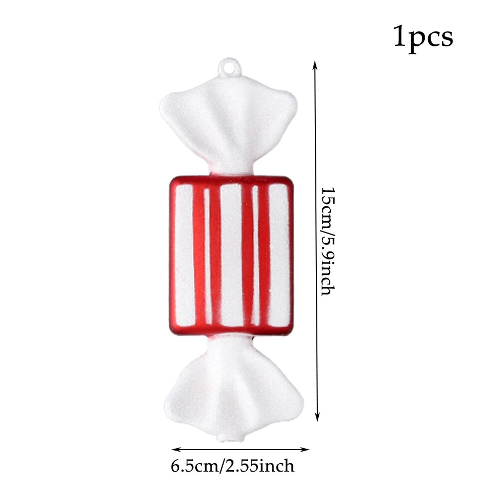 Multi Size Red and White Christmas Candy Canes Christmas Balls Christmas Tree Pendant Family Christmas Decoration New Year