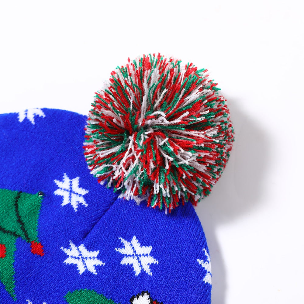 LED Christmas Hat Sweater Knitted Beanie Christmas Light Up Knitted Hat Christmas for Kids Adult Xmas 2023 New Year Decor
