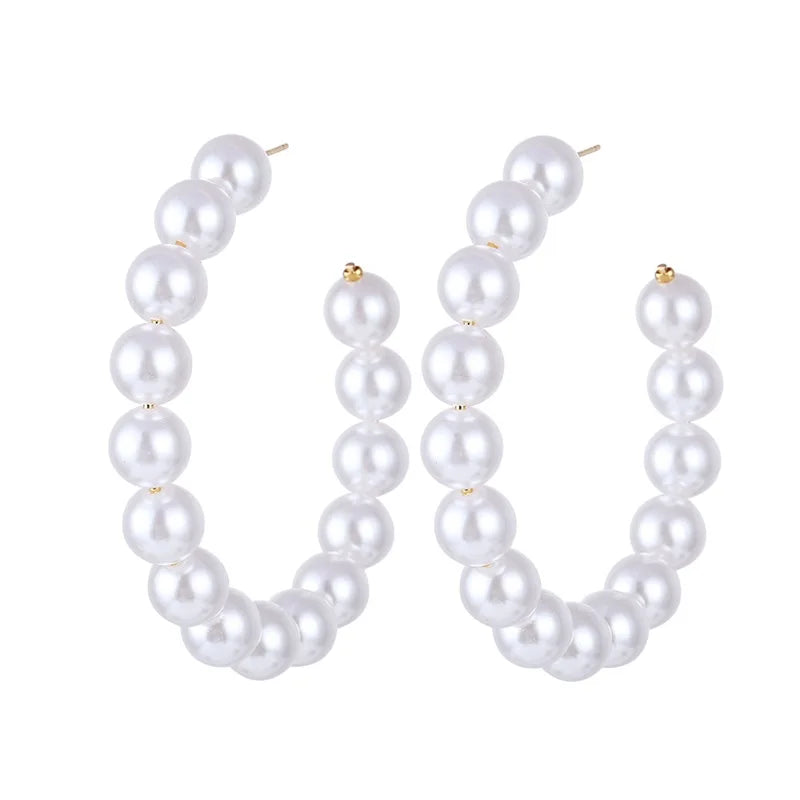 FNIO Big Simulated Pearl Earrings 2019 for Women Lover Geometric Round Heart Drop Dangle Earring Korean Statement Jewelry