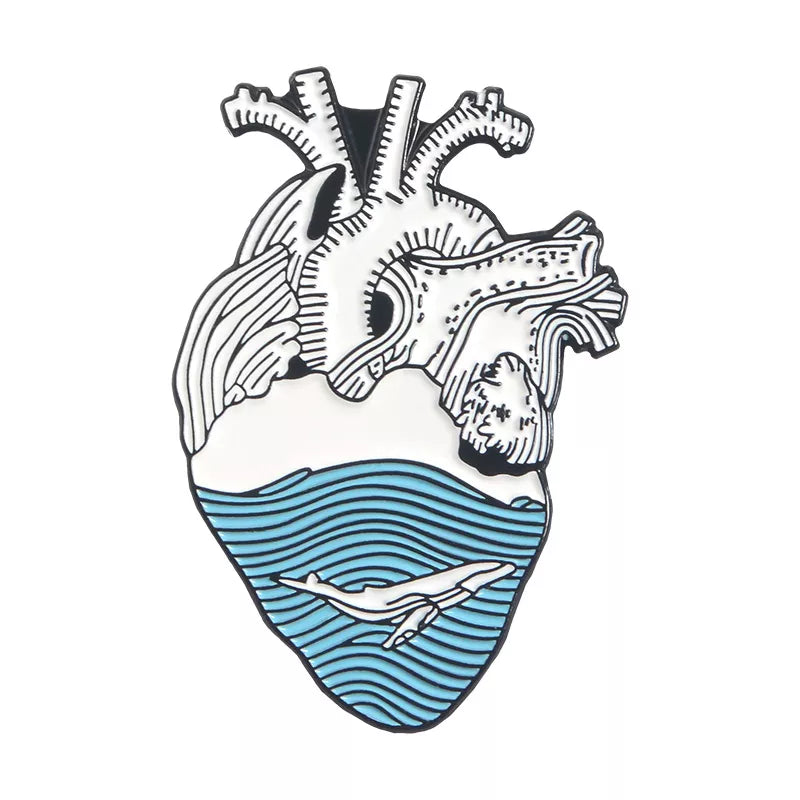 19style Anatomical Heart Enamel Pins Medical Anatomy Brooch Heart Neurology Pins for Doctor and Nurse Lapel Pin Bags Badge