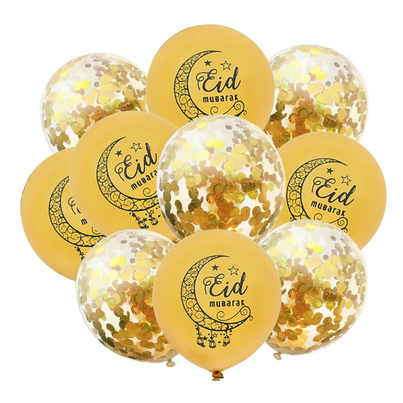 10Pcs Eid Mubarak Latex Balloon Ramadan Kareem Decoration Air Globos Ramadan Mubarak Muslim Islamic Festival Party Supplies 2024