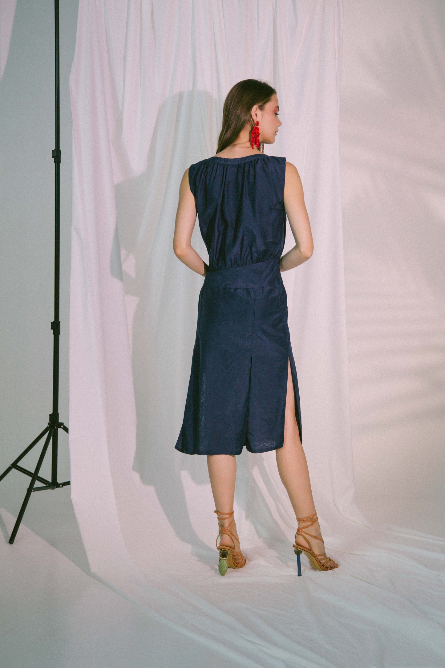 Agape Midi Dress in Navy