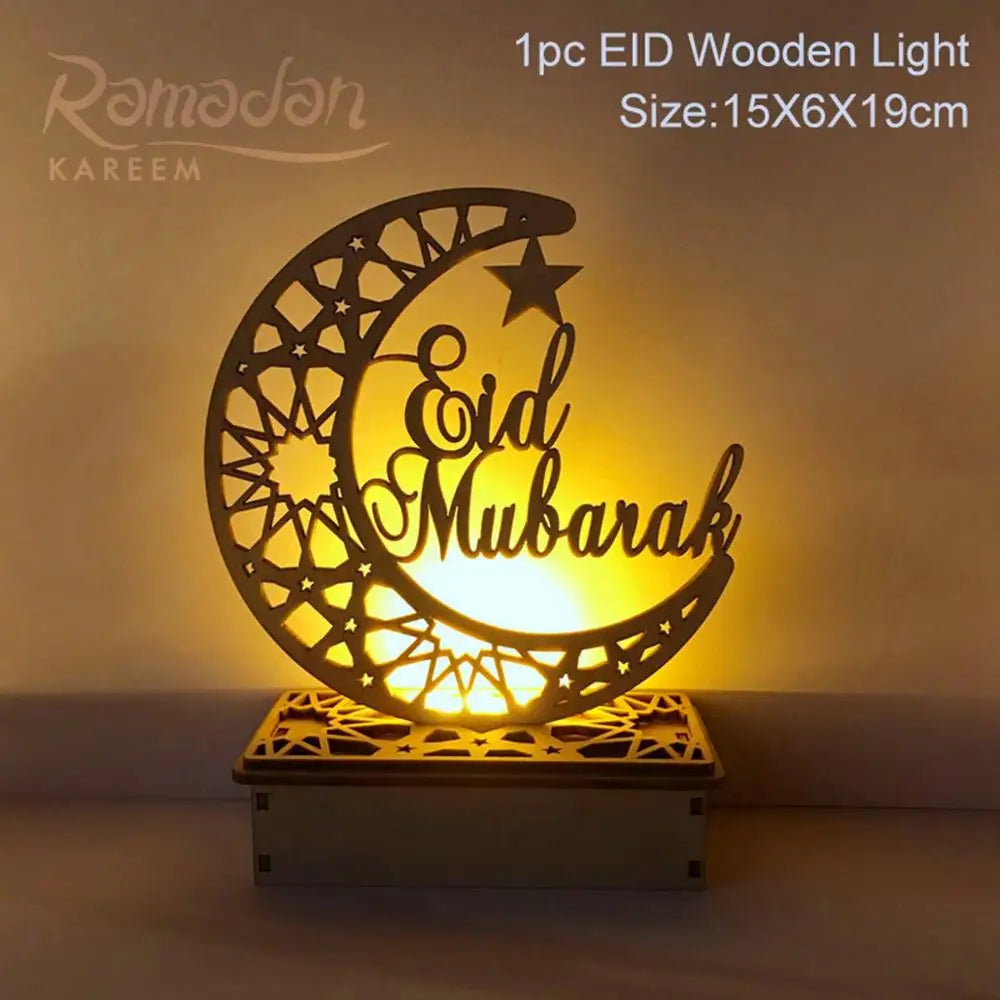 Fengrise Wooden EID Mubarak Decor 2023 Happy Ramadan Decor for Home Islamic Muslim Party Supplies Ramadan Kareem Eid Al Adha