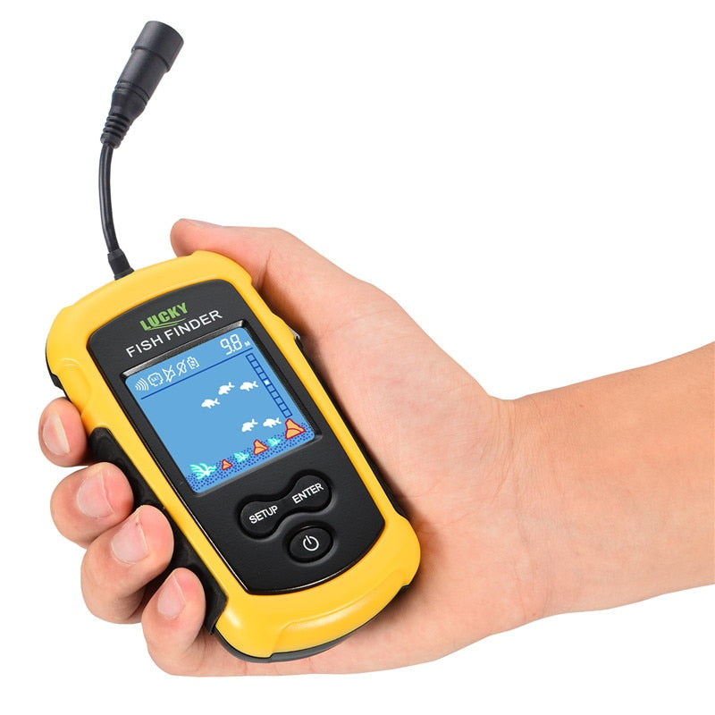 FFC1108-1 Alarm 100M Portable Sonar Fish Finders 45 Degrees Sonar Coverage Echo Sounder Alarm Transducer Lake Sea Fishing