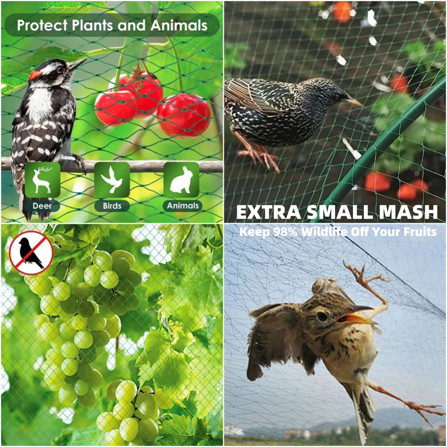 Plants Nylon Protection Net Anti Bird Netting Crop Fruit Vegetable Protective Net Climbing Net Garden Orchard Fence Width 2M 4M