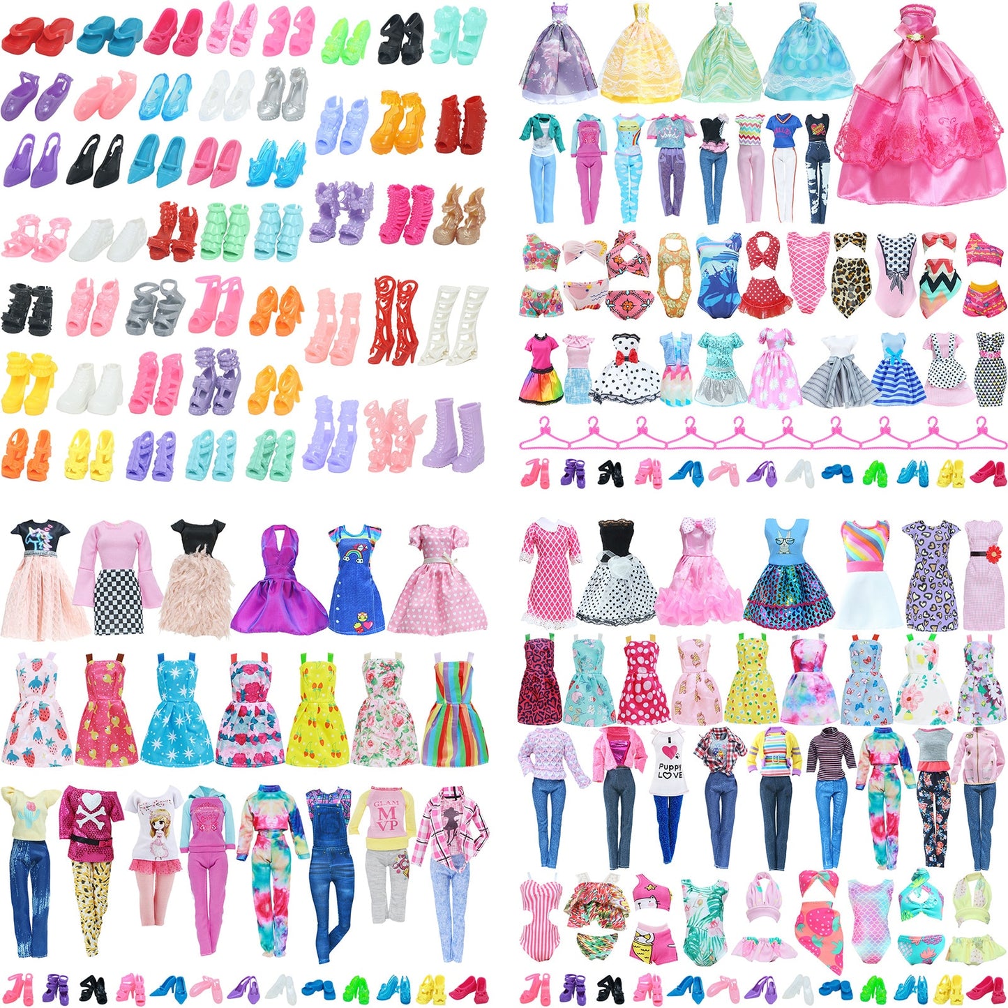 Random Mix Style Doll Accessories High Heels Shoes Swimsuit Wedding Party Gown Mini Dress Clothes for Barbie Doll Baby Toys