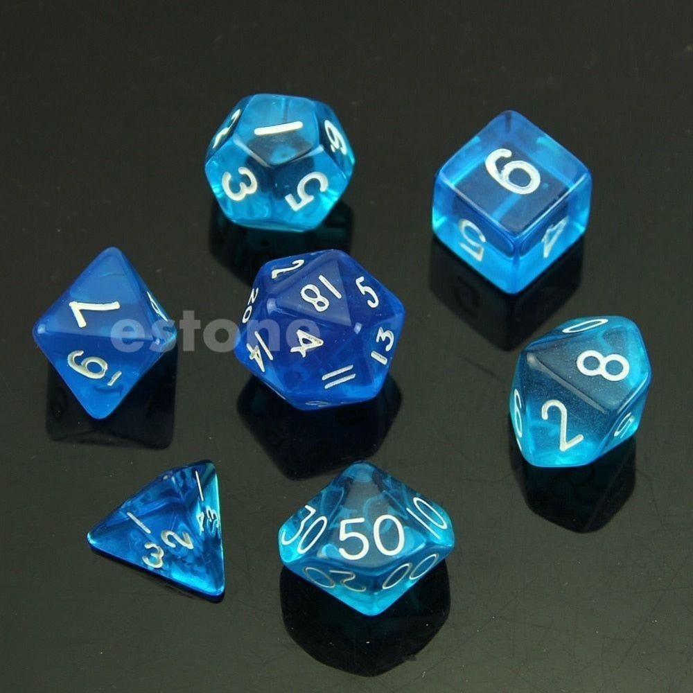 1 Set of 7 Sided Dice D4 D6 D8 D10 D12 D20 for Dice Board Game