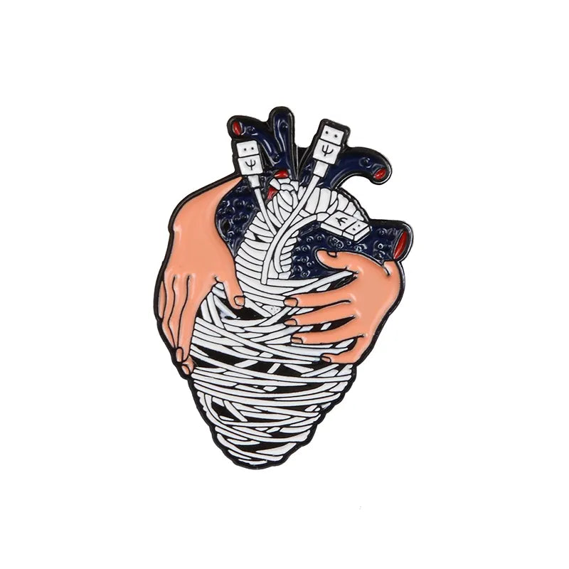 19style Anatomical Heart Enamel Pins Medical Anatomy Brooch Heart Neurology Pins for Doctor and Nurse Lapel Pin Bags Badge