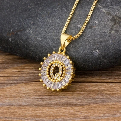 Nidin Women Girls Initial Letter Necklace 26 Letters Charm Family Name Pendant Copper Zircon Jewelry