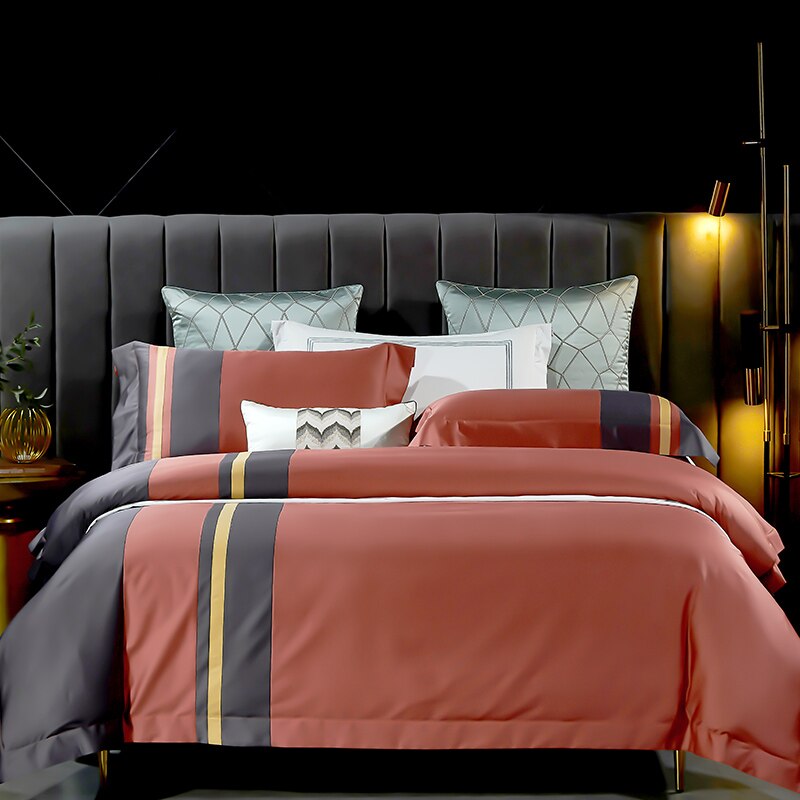 New 1000TC Egyptian Cotton Bedding Sets Queen King Size Bed Duvet Cover Flat /Fitted Sheet Linen Set Pillowcase 4pcs Bed Set