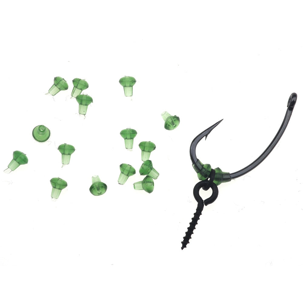 Rompin 50pcs Hook Stops Beads Carp Fishing Accessories Stopper Green Black Carp Fishing Hair Chod Ronnie Rig Pop UP Boilie Stop