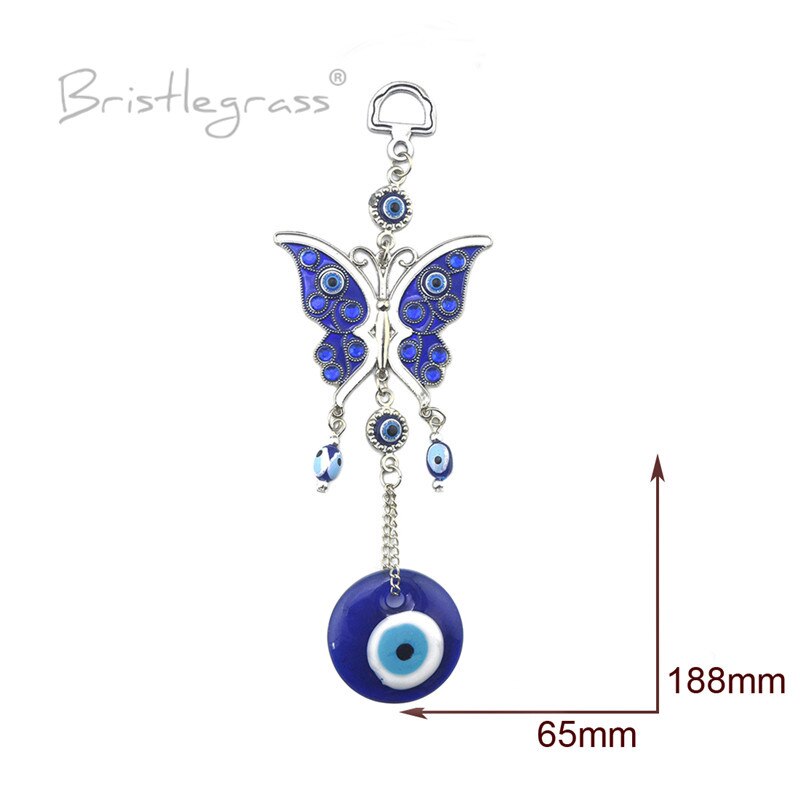 BRISTLEGRASS Turkish Blue Evil Eye Rhinestone Butterfly Wall Hanging Pendants Amulets Lucky Charm Blessing Protection Decor