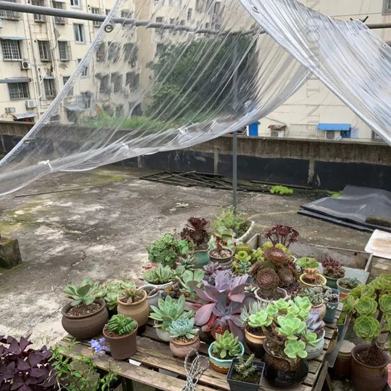 99.99% Transparent PVC Tarp Balcony Rainproof Cloth палатка Toldos Camping Tent Shading Net Tarpaulin Succulent Plants Cover